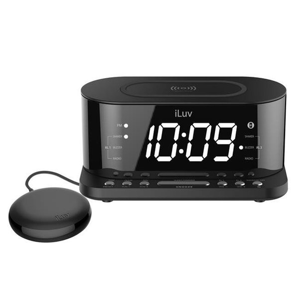 Iluv iLuv HC-TIMESHAKER-5QWOW TimeShaker LED Dual-Alarm Clock with Qi Wireless Charging Pad & Wow Bed Shaker HC-TIMESHAKER-5QWOW